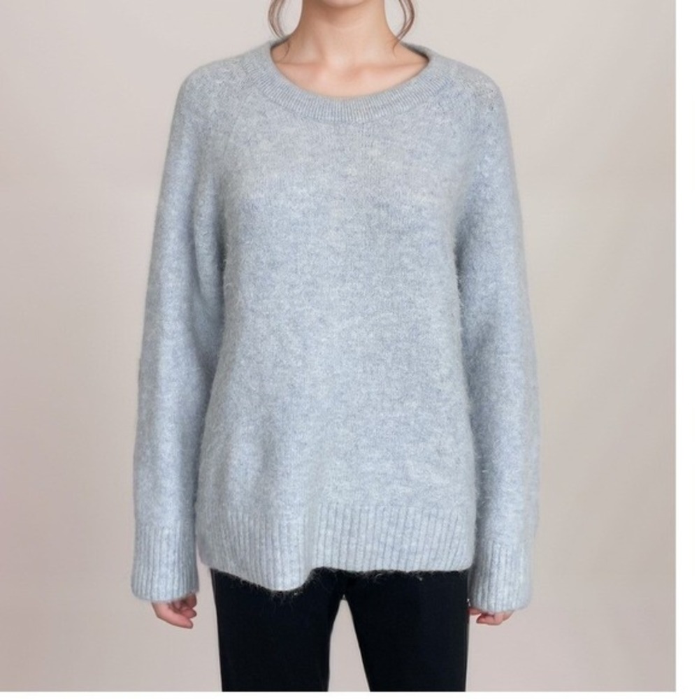Maje Knit‎ Sweater Sz L Light Blue Alpaca Blend Fuzzy Cozy